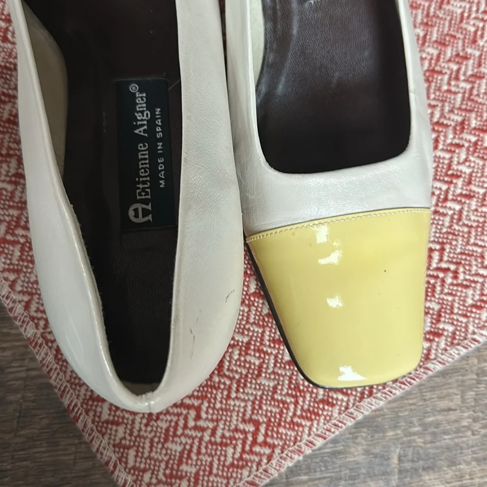 Etienne Aigner Women's Cream and Yellow Pumps - Picture 10 of 15